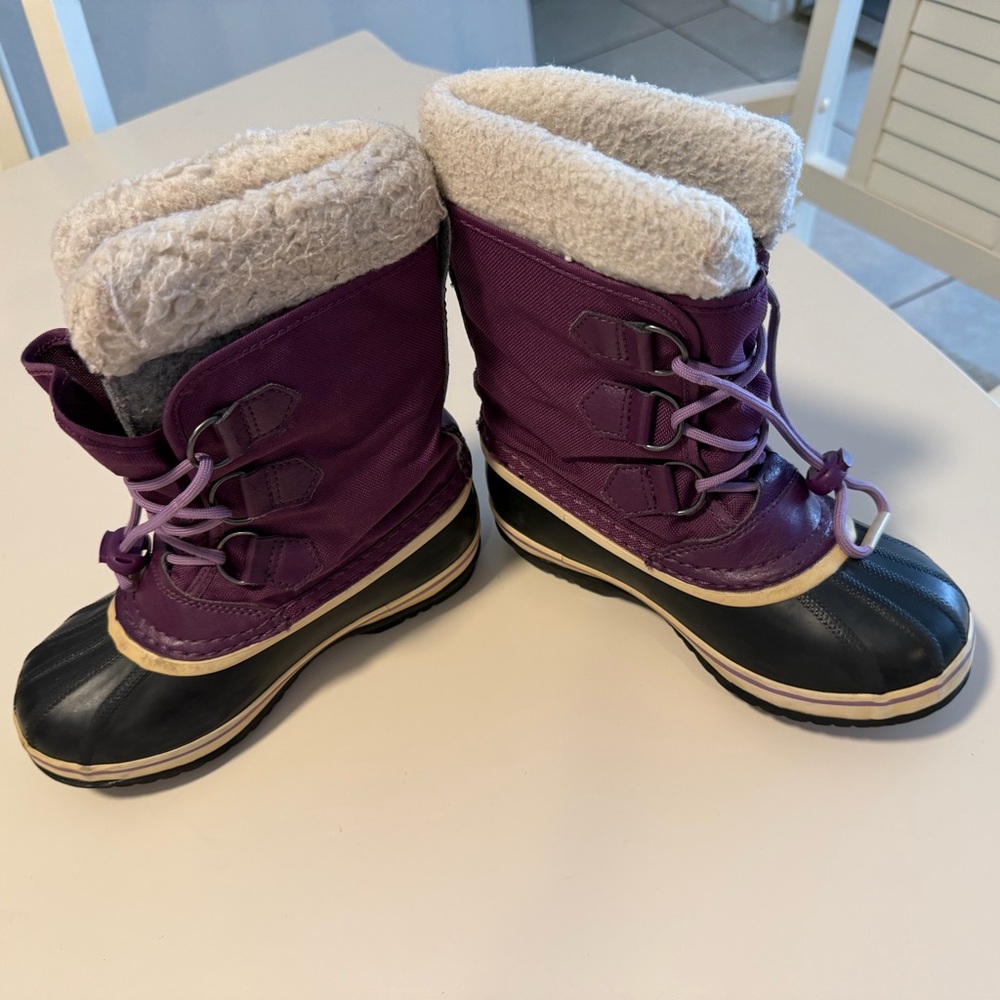 SOREL Yoot Pac Nylon Lace-Up Waterproof Winter Boots Wild Iris, Dark Plum Size 2